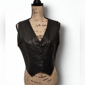 Vintage 80s Leather Vest Bazaar Brand Women's Size S